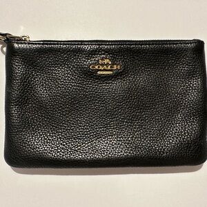 Coach Pebbled Black Leather Pouch